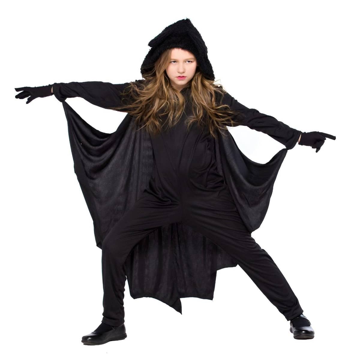 Kids Bat Costume Halloween Animal Outfit with Hood, Gloves and Wings - Size XL (Bust 84 cm) - view 5