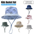 Kids Dinosaur Print Bucket Hat with Wide Brim and UPF 50+ - Sage Green - view 2