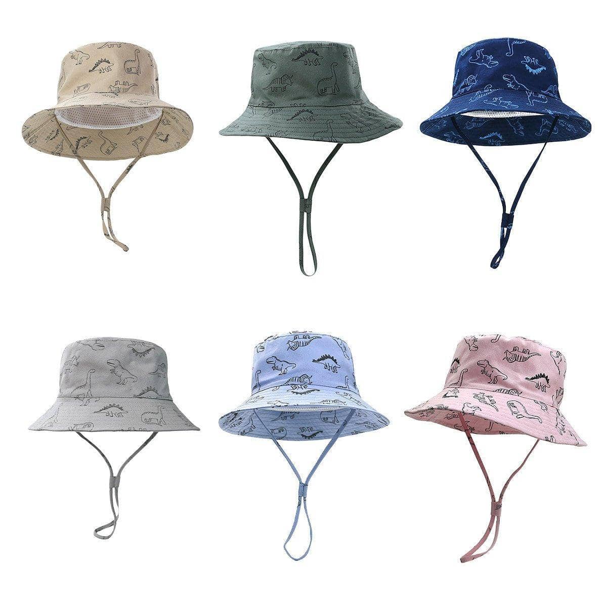 Kids Dinosaur Print Bucket Hat with Wide Brim and UPF 50+ - Sage Green - view 3
