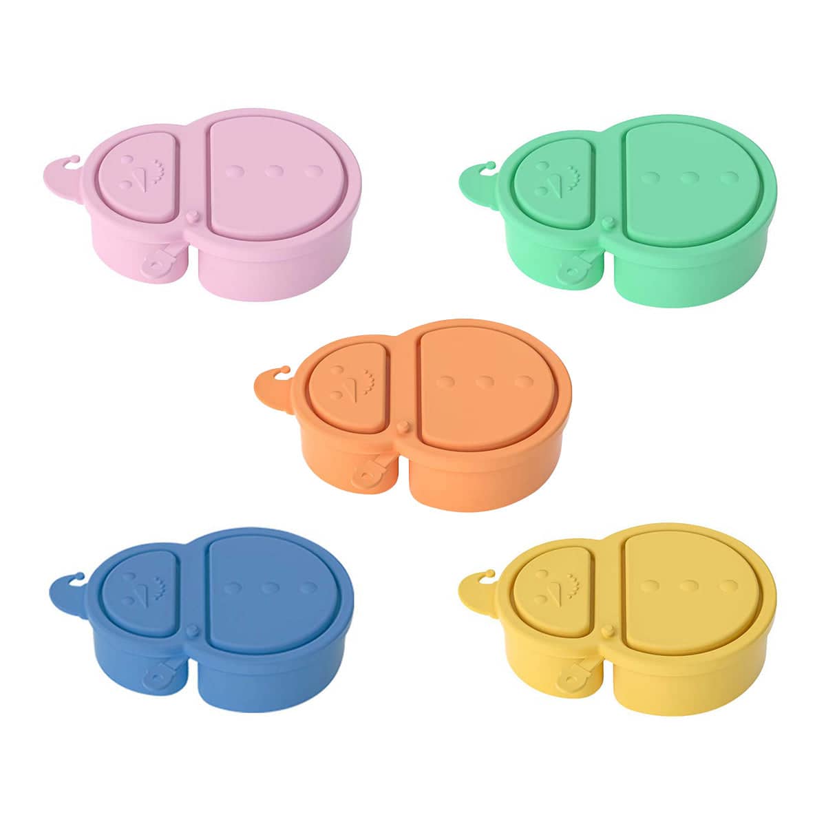 Kids Double Compartment Snack Containers - 5 Pack, Silicone, 17.2 x 4.2cm - view 2