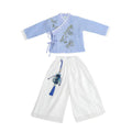 Kids Hanfu Costume Set with Top and Pants - Light Blue, Size 160 cm