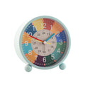 Kids Metal Alarm Clock Early Education Bedside Clock with USB Charging, Light Blue - view 2