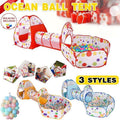 Kids Play Tent Set with Crawl Tunnel and Ball Pit, Pop-Up - Blue - view 2