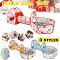 Kids Play Tent Set with Crawl Tunnel and Ball Pit, Pop-Up - Yellow - view 2
