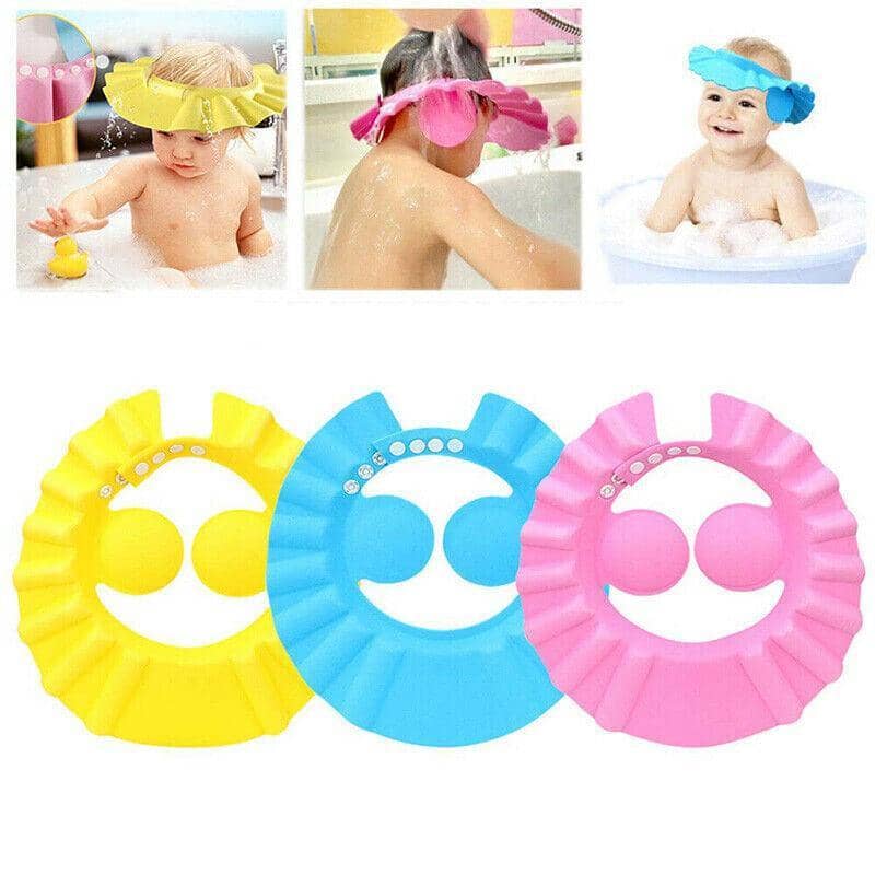 Kids Shampoo Shield Bath Cap with Ear Covers - Blue - view 4