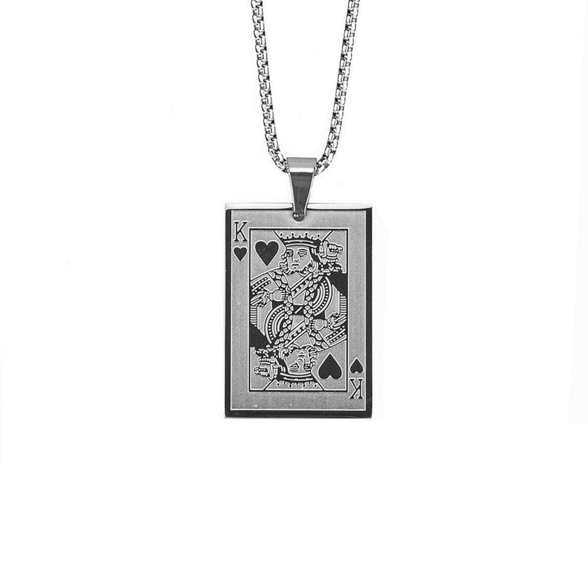 King of Hearts Poker Card Pendant Necklace, Stainless Steel for Men - view 2