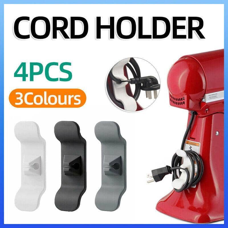 Kitchen Appliance Cord Organiser Wrap Holder, Adhesive Cable Winder - Black, Pack of 4 - view 2