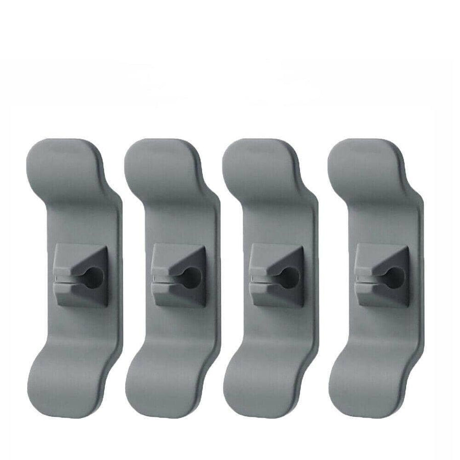 Kitchen Appliance Cord Organiser Wrap Holder, Adhesive Cable Winder - Grey, Pack of 4