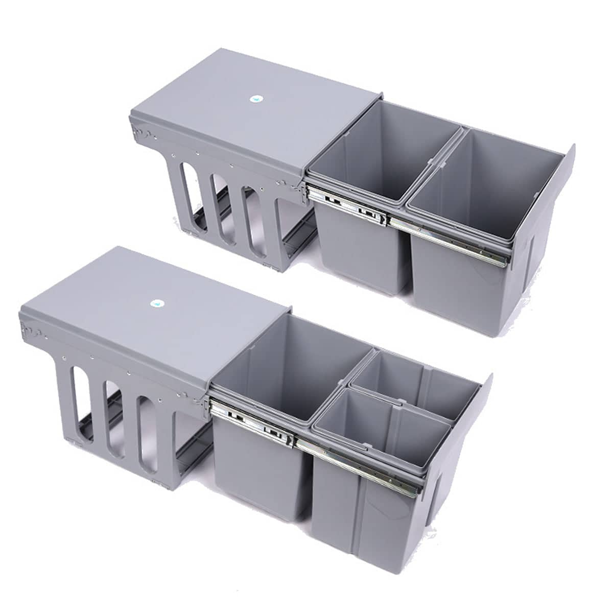 Kitchen Built-In Pull-Out Sorting Trash Can, Space Saving Under Sink - One 15 L and Two 8 L Bins - view 3