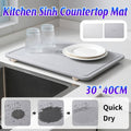Kitchen Countertop Drain Mat for Sink, Quick Dry Waterproof Dish Drying Mat - Grey - view 2