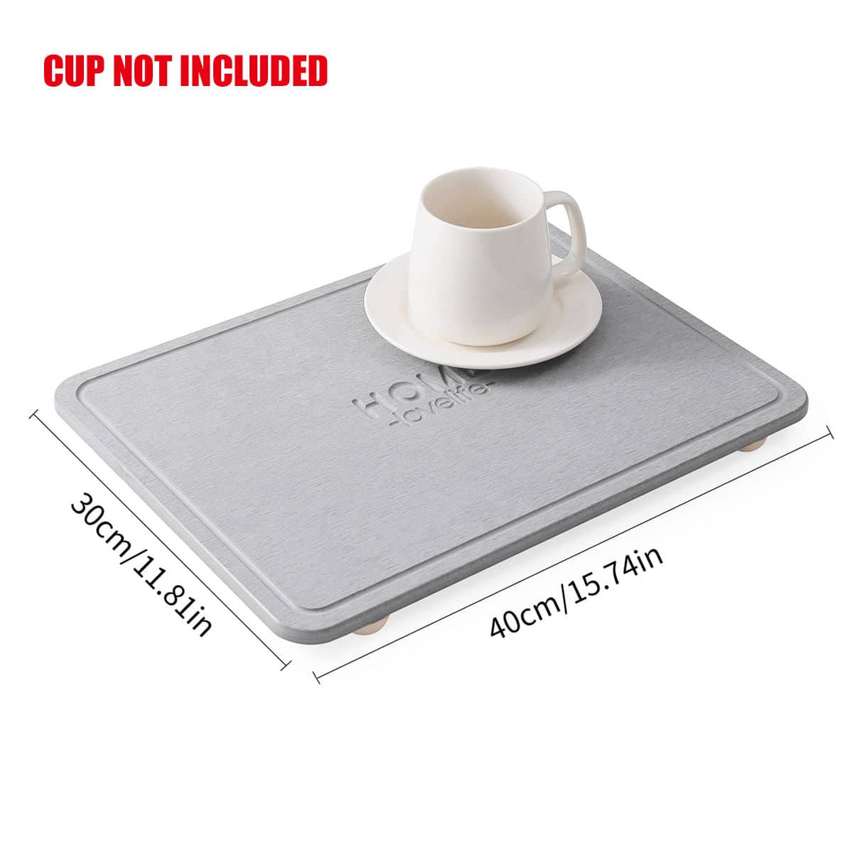 Kitchen Countertop Drain Mat for Sink, Quick Dry Waterproof Dish Drying Mat - Grey - view 4