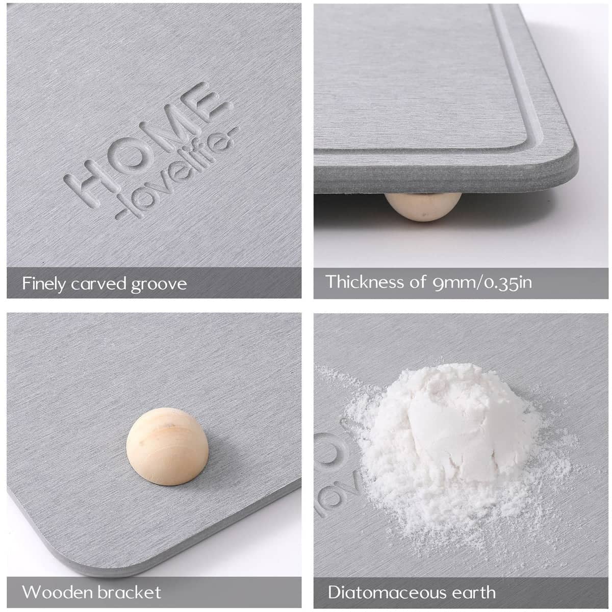 Kitchen Countertop Drain Mat for Sink, Quick Dry Waterproof Dish Drying Mat - Grey - view 5