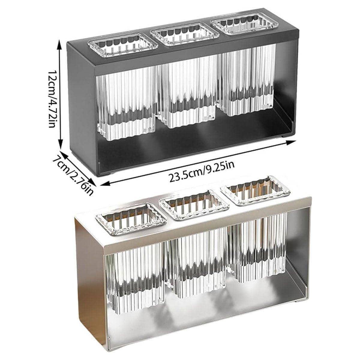 Kitchen Countertop Utensil Drain Rack, 3 Compartments - Grey - view 4