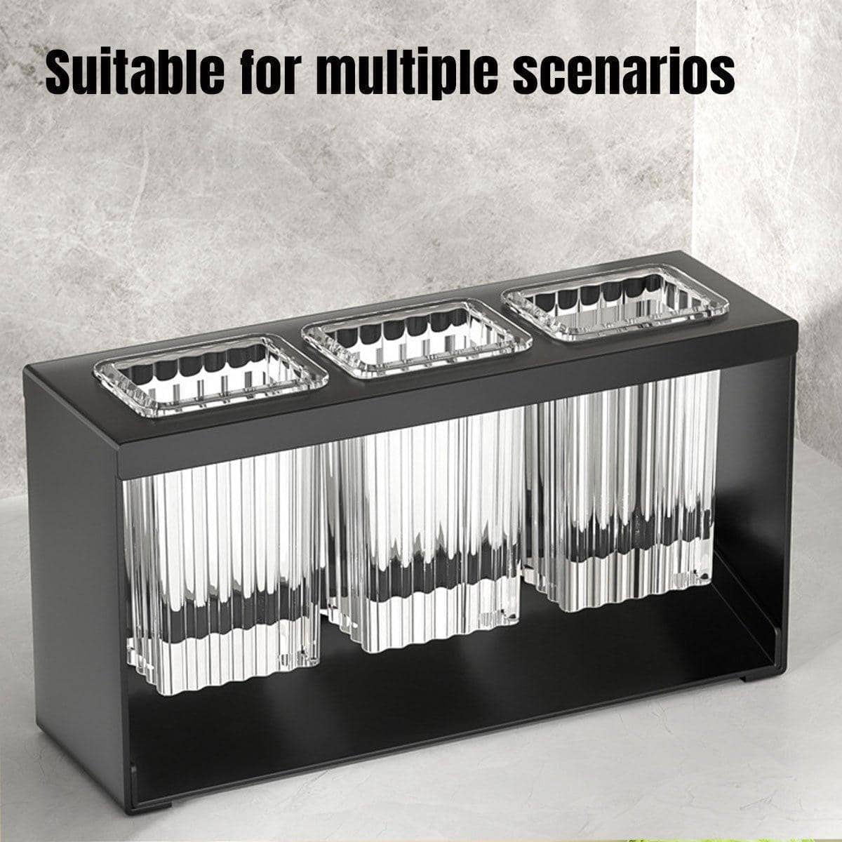 Kitchen Countertop Utensil Drain Rack, 3 Compartments - Grey - view 5