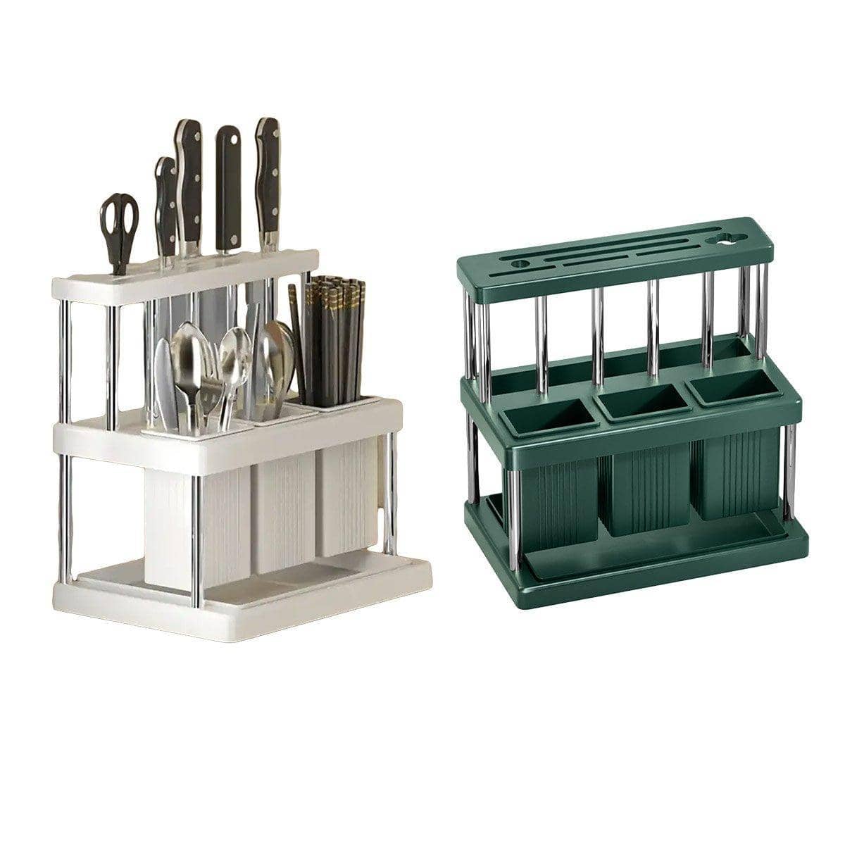 Kitchen Cutlery Holder Drying Rack for Spoons, Forks and Knives - White - view 3