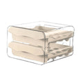 Kitchen Egg Double Layer Storage Box for Food Organisation Fresh Keeping - Beige