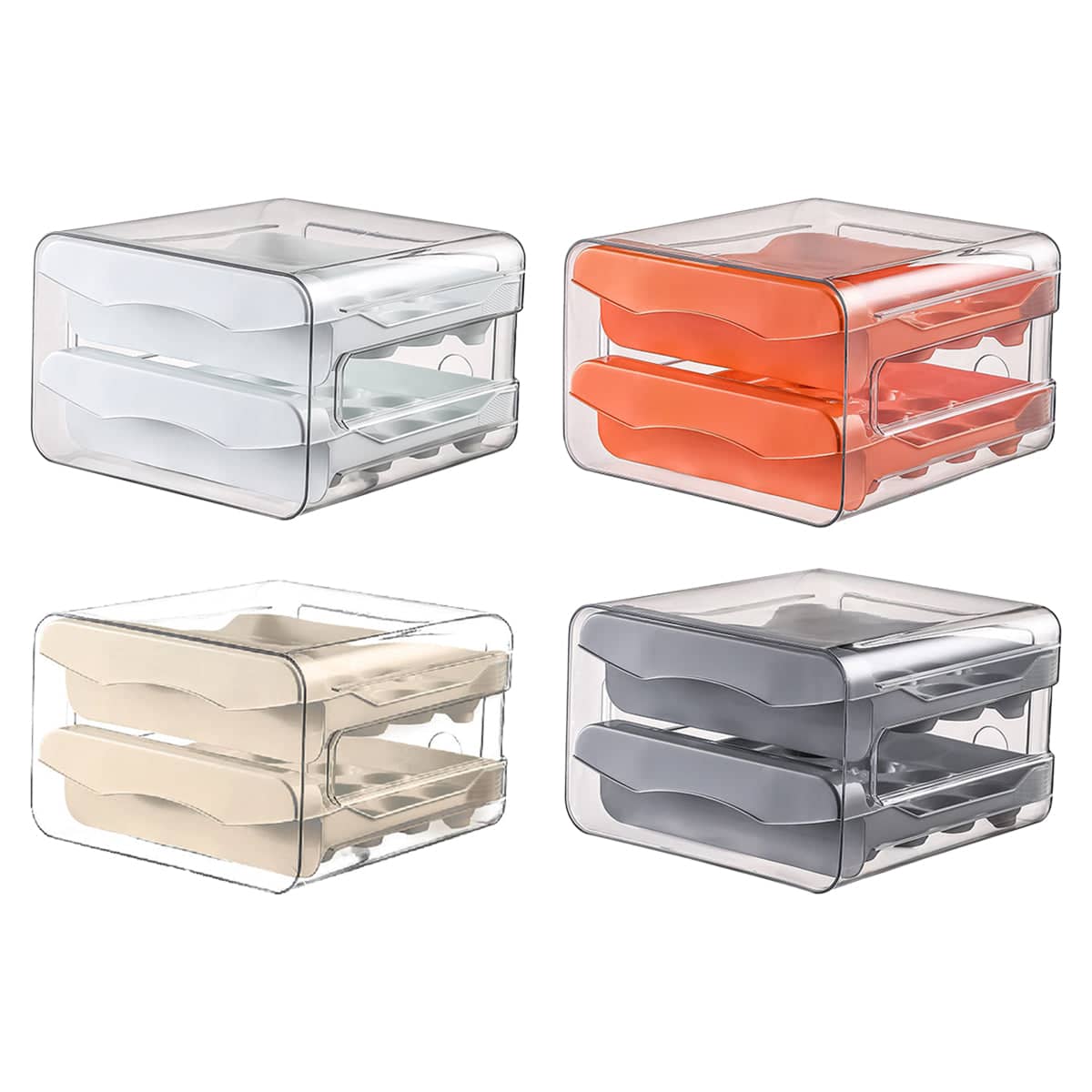 Kitchen Egg Double Layer Storage Box for Food Organisation Fresh Keeping - Beige - view 3