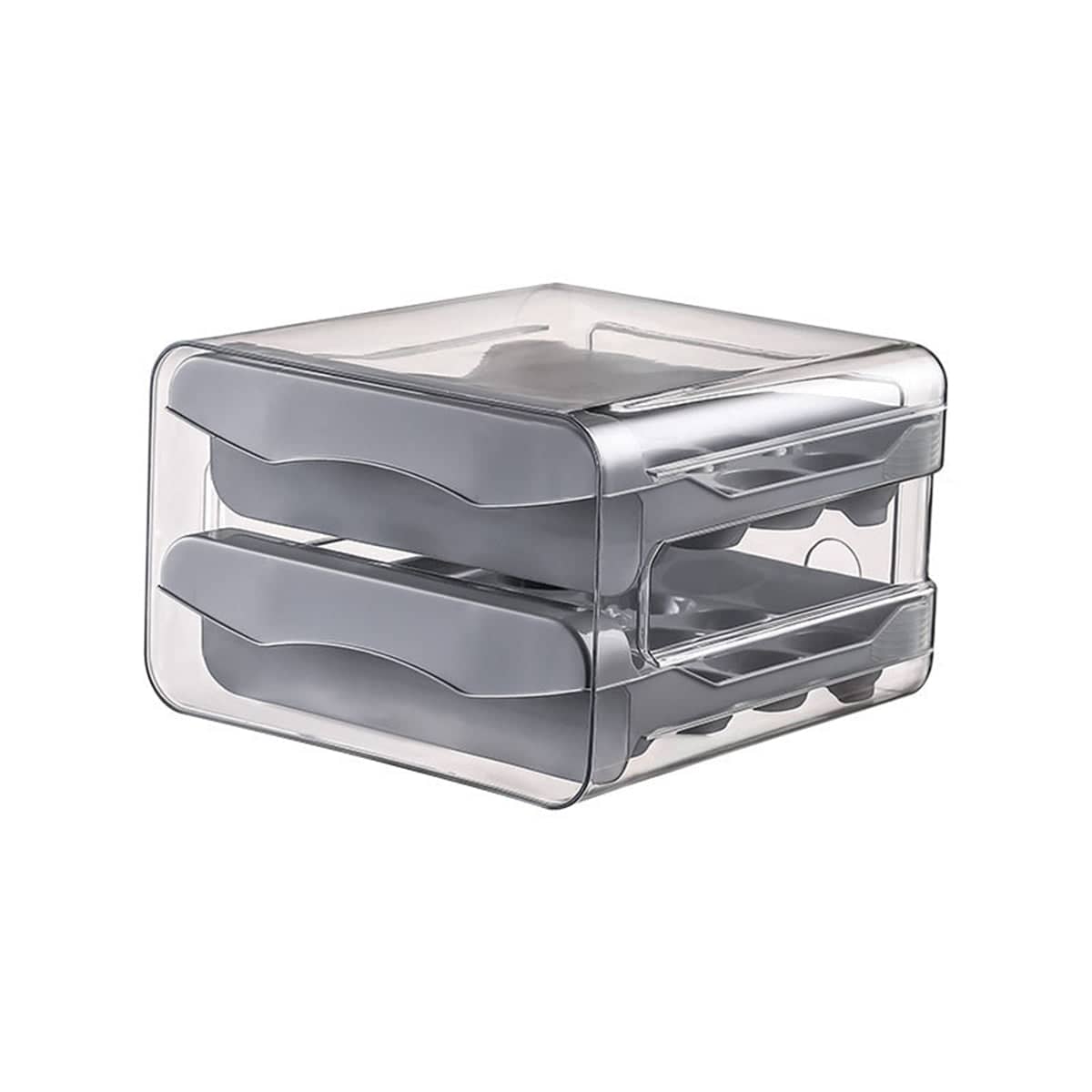 Kitchen Egg Double Layer Storage Box for Food Organisation Fresh Keeping - Grey