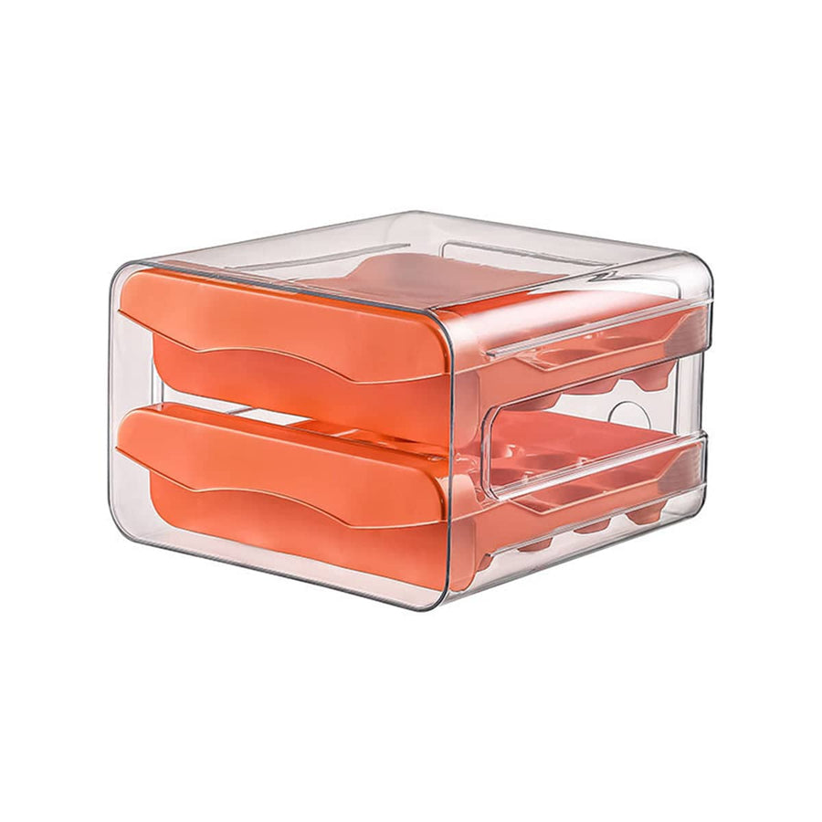 Kitchen Egg Double Layer Storage Box for Food Organisation Fresh Keeping - Orange
