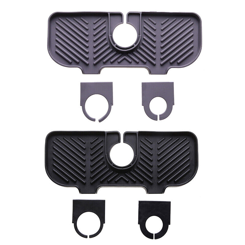 Kitchen Faucet Storage Rack Soap and Sponge Caddy Sink Organiser - Black - view 3