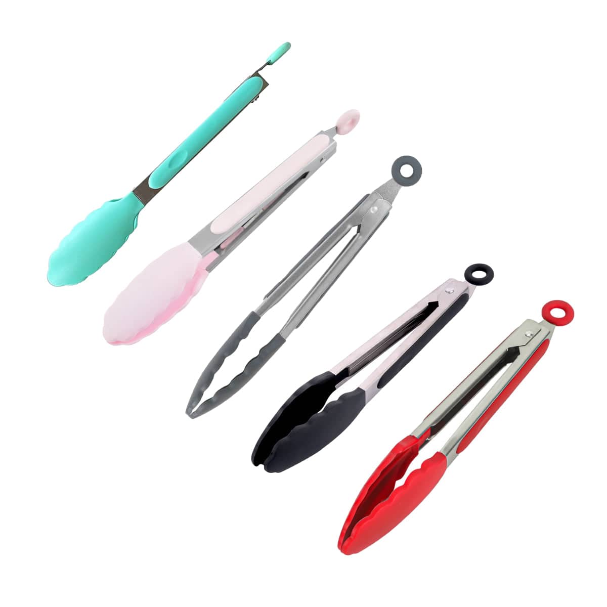 Kitchen Food Tongs, 5 Pack - 27 cm, Silicone and Stainless Steel - view 2