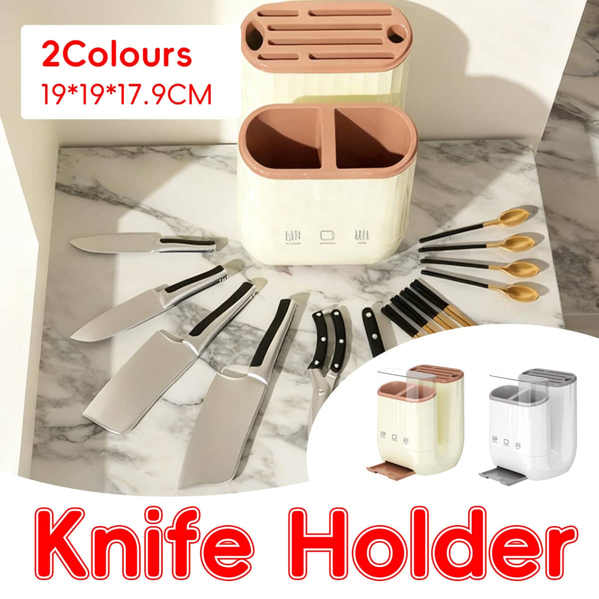 Kitchen Knife Holder and Utensil Organiser for Chef Knives - Beige - view 2