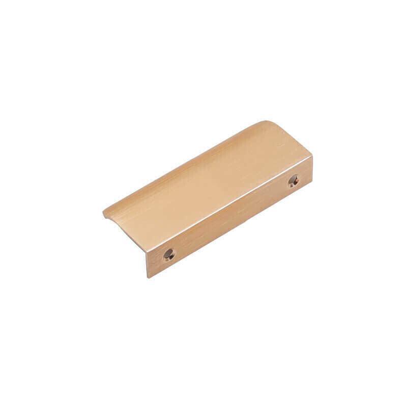 Kitchen Lip Pull Cabinet Handle in Rose Brass Gold - 64 mm