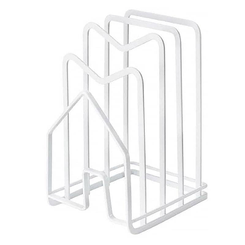 Kitchen Pot Lid and Chopping Board Rack - White