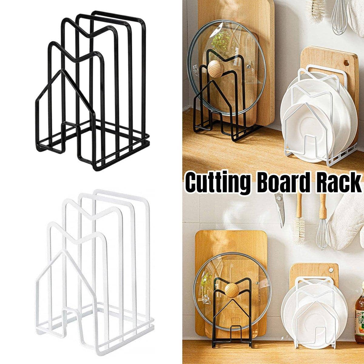 Kitchen Pot Lid and Chopping Board Rack - White - view 2