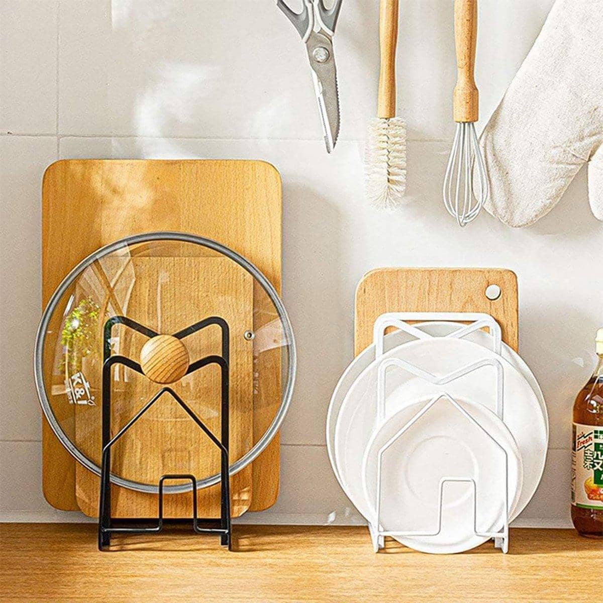 Kitchen Pot Lid and Chopping Board Rack - White - view 5