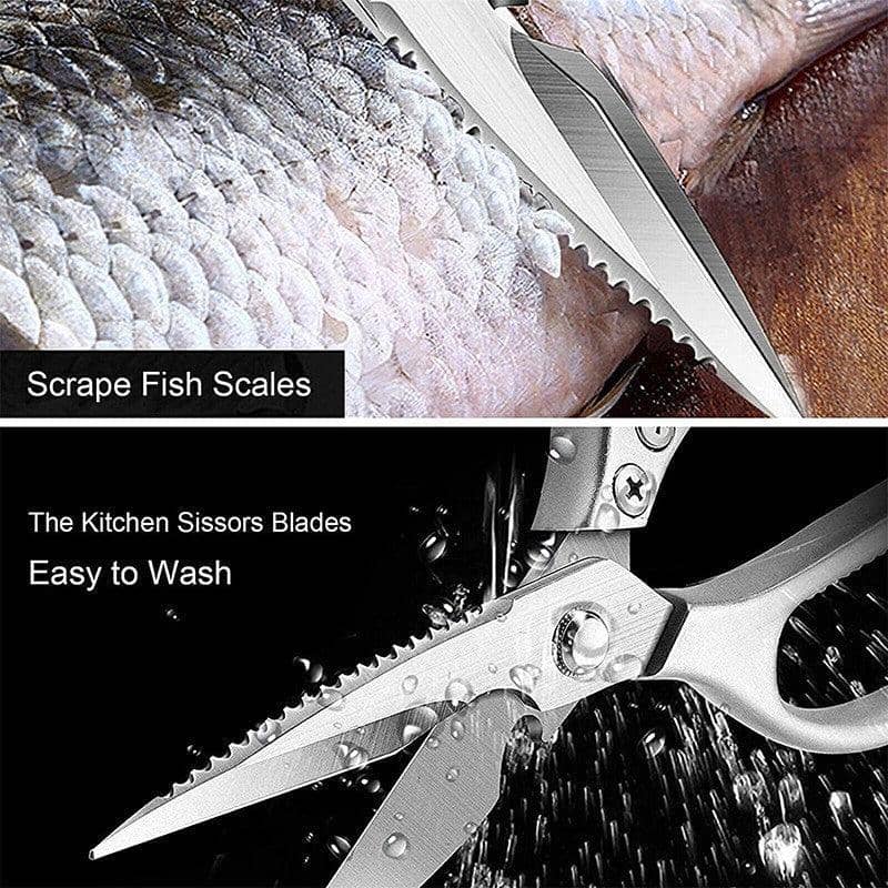 Kitchen Scissors Heavy Duty Stainless Steel for Fish and Chicken Bone, Pack of 2 - Gold - view 3