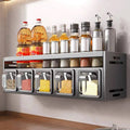 Kitchen Wall Mounted Seasoning Rack Double Layer with 5 Removable Boxes, No Drill - view 4