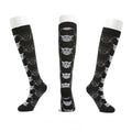 Knee High Compression Socks 20-30 mmHg, Size S/M - Black with Grey Cat Faces