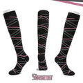 Knee High Compression Socks 20-30 mmHg, Size S/M - Black with Grey Cat Faces - view 5