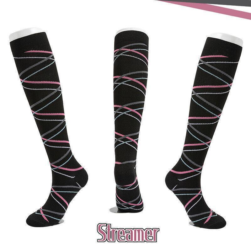 Knee High Compression Socks 20-30 mmHg, Size S/M - Black with Grey Cat Faces - view 5