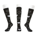 Knee High Compression Socks 20-30 mmHg, Size S/M - Black with White Hearts