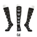 Knee-High Compression Socks - Black Cat Print, Fits Shoe Size 40-46