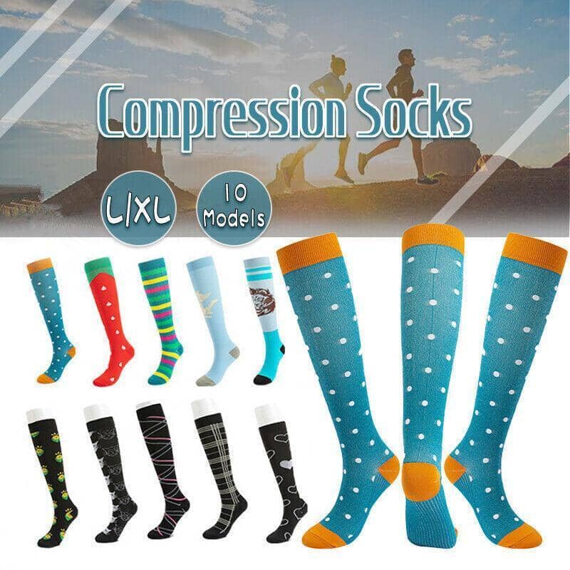 Knee-High Compression Socks - Black Heart Print, Fits Shoe Size 40-46 - view 2