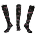 Knee-High Compression Socks - Black Streamer Print, Fits Shoe Size 40-46