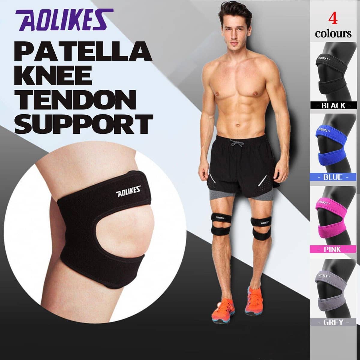 Knee Strap Gel Patella Support Brace for Running and Sport - Pink, 1 Unit - view 2
