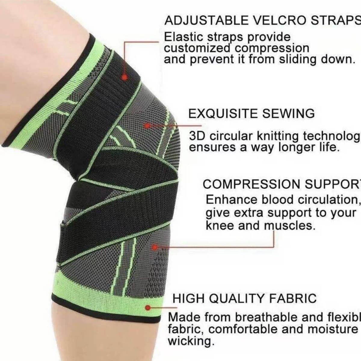 Knee Support Brace Compression Sleeve - Orange, Size S (Thigh 30-35 cm) - view 5