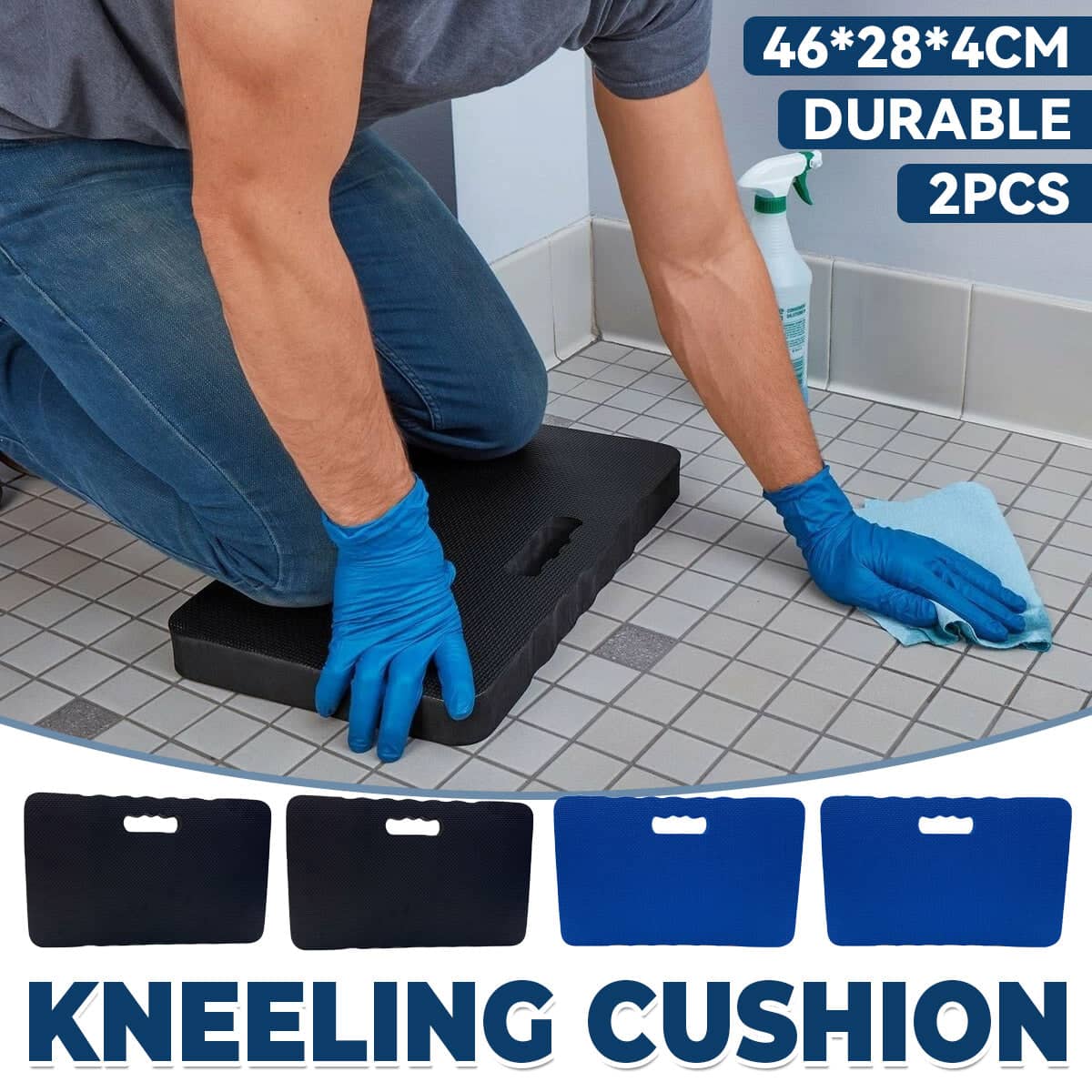 Kneeling Cushions Set of 2, Thick EVA Foam with Handle - Blue - view 2