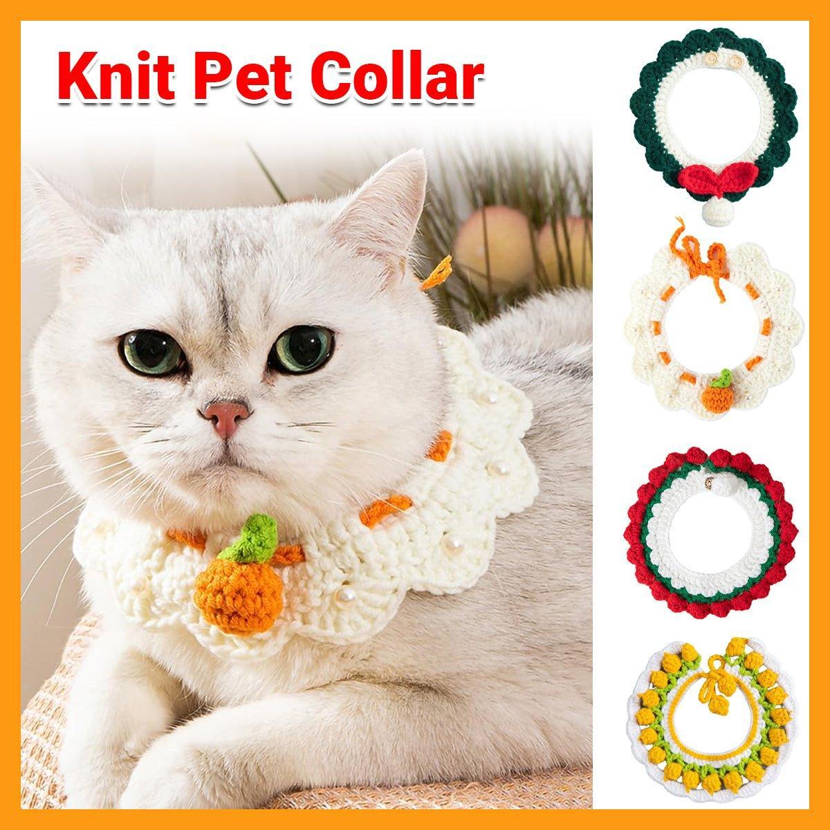 Knitted Bib Pet Collar for Cats and Small Dogs - Little Orange, Size L (Neck 30-35 cm) - view 2