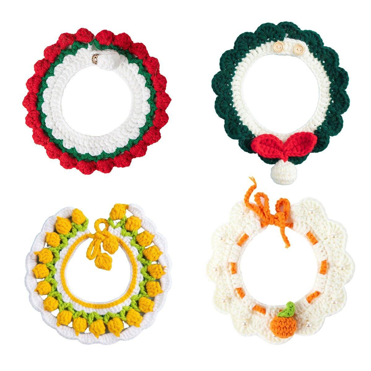 Knitted Bib Pet Collar for Cats and Small Dogs - Strawberry, Size L (Neck 30-35 cm) - view 3