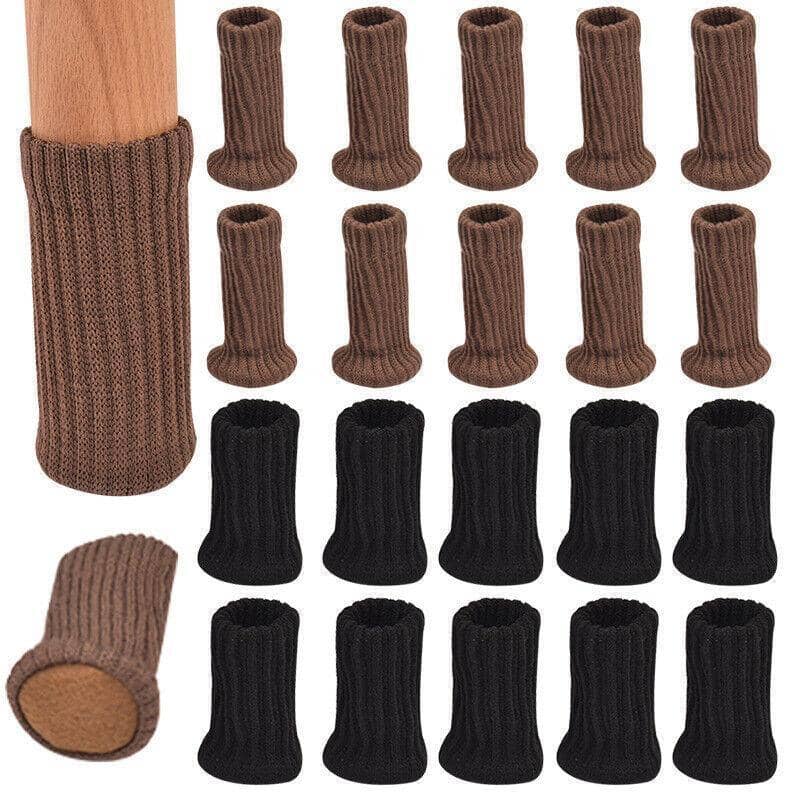 Knitted Chair Leg Socks Floor Protectors, Pack of 24 - Black - view 4