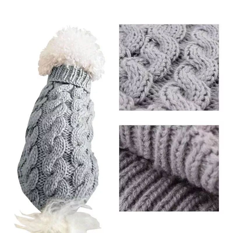 Knitted Dog Jumper in Acrylic, S - Grey - view 9