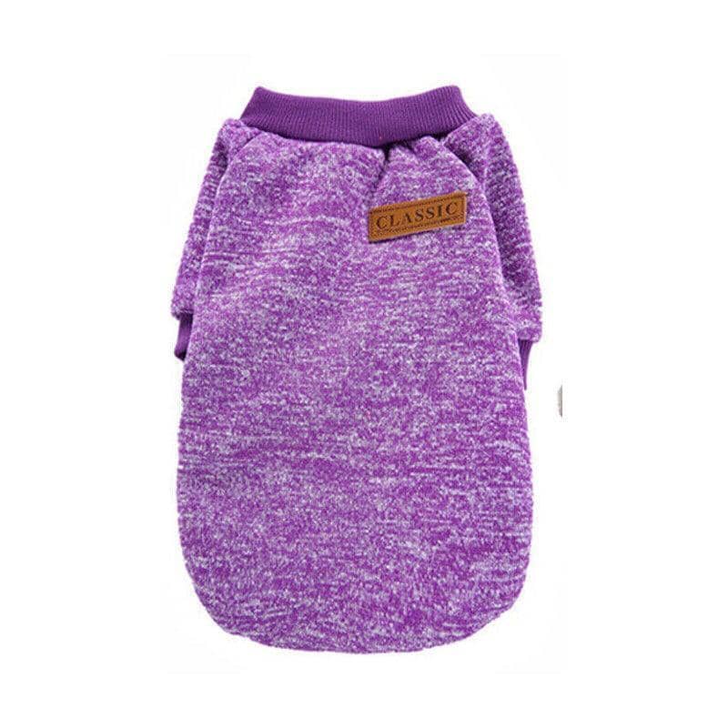 Knitted Dog Jumper - Purple, Size L (Chest 45 cm, Back 35 cm)