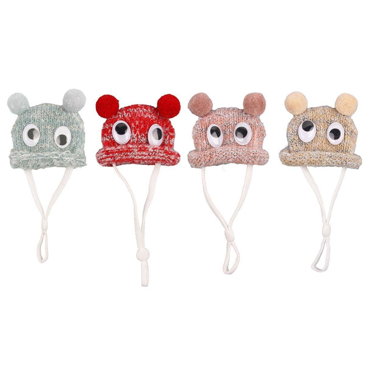 Knitted Pet Hat with Googly Eyes for Hamsters and Dutch Pigs - Beige - view 3
