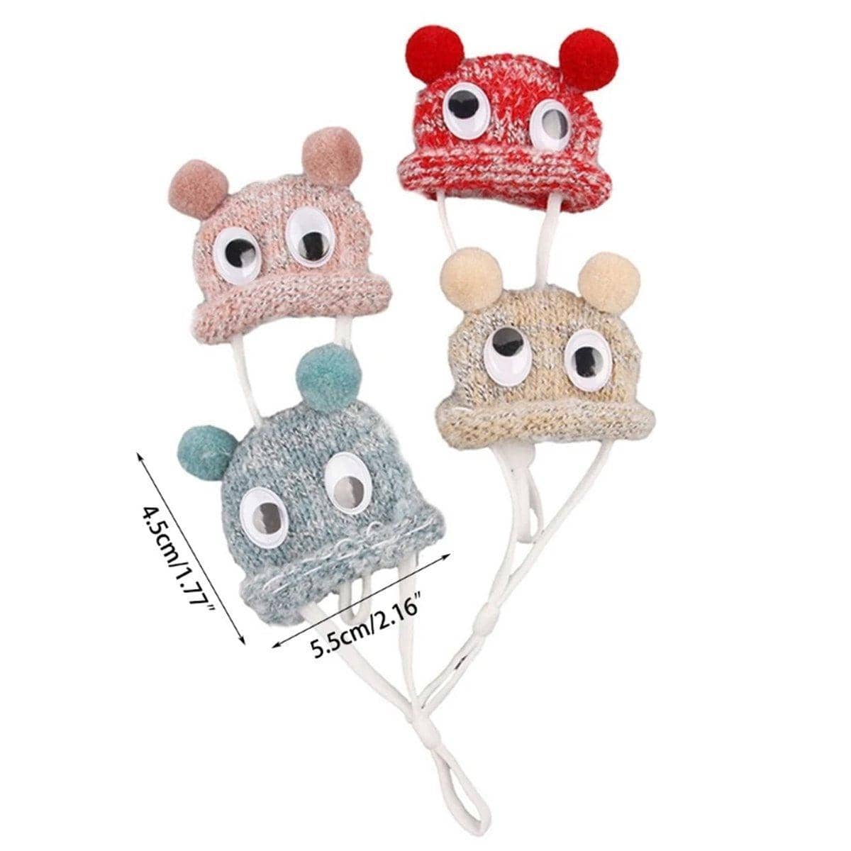 Knitted Pet Hat with Googly Eyes for Hamsters and Dutch Pigs - Beige - view 4