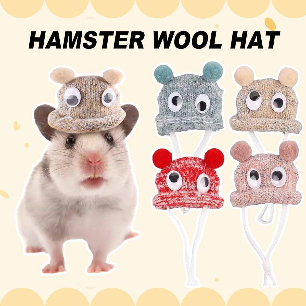 Knitted Pet Hat with Googly Eyes for Hamsters and Dutch Pigs - Red - view 2